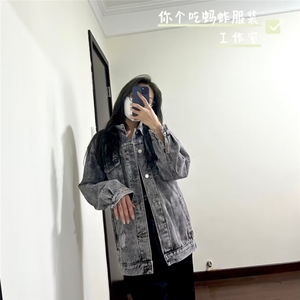 美式水洗做旧牛仔夹克ins潮牌复古设计感小情侣外套W017-P55网图图片