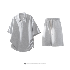 抽绳短裤宽松cityboy休闲套装文艺风POLO领短袖套装T926P55控88，男装牛仔裤，电商A102B