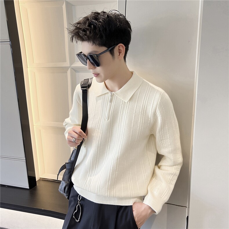 B353 MY849 P68 L-3XL 白色冬季男士常规版型潮版针织衫套头毛体图片