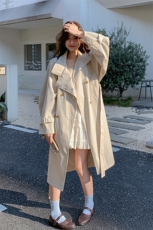 系带收腰设计感风衣外套女2025秋季新款韩版宽松百搭休闲潮流外套，女装风衣，2C258
