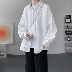 8XL-M泡泡纱盐缩肌理长袖衬衫男夏季冰丝外套防晒衬衣CS29007P40，男装衬衫，电商B312