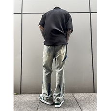 B221美式ins高街小众个性男女破洞牛仔裤LK23001-P65控88，男装牛仔裤，电商B221