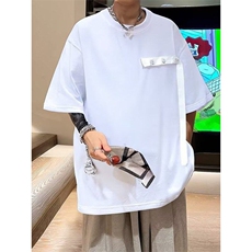 美式复古纽扣短袖t恤男夏季潮牌宽松休闲百搭半袖上衣服ST543-P35，男装T恤，星座412-3
