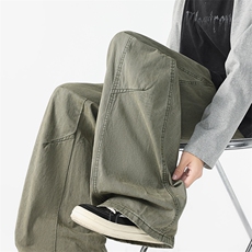 8XL-M工装裤男秋季日系男直筒宽松阔腿休闲弯刀裤子男K9177P65，男装工装外套，电商D206-1