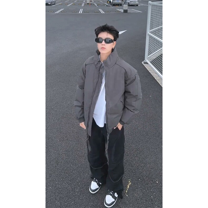 现货冬季美式休闲加厚雪山外套夹克立领纯色三防户外工装棉服,男装夹克,电商A486