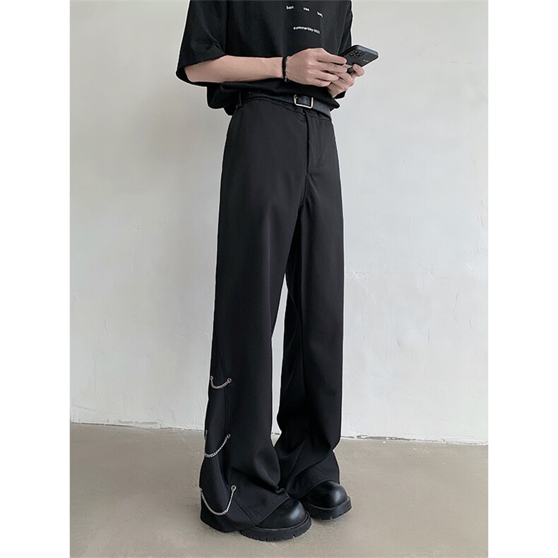 cleanfit高级感休闲西裤男宽松阔腿直筒金属设计微喇裤子XK78P65,男装西裤,星座512-1（原513-3）