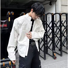 美式复古短款皮衣外套男春秋季痞帅设计感小众机车夹克~PY330，男装夹克，星座601-1