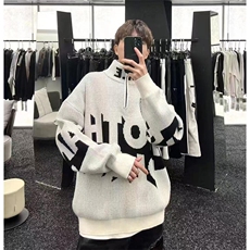 字母半拉链立领毛衣男女秋冬休闲宽松针织衫MY9560，男装针织衫/毛衣，星座1116A（原606A-3）