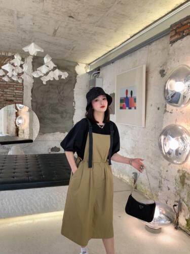 夏季新款背带裙两件套，女装，红头发儿