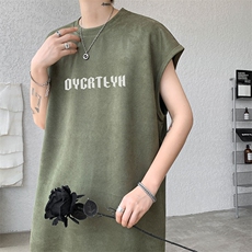 短袖背心男夏季新款港风宽松鹿皮绒圆领套头大码坎肩T9933-P19，男装背心/马甲，星座214-3