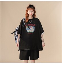 中性风夏季ins冰丝华夫格个性休闲情侣套装一套TZ856-P50控68，女装运动套装，A247A