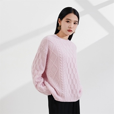 百搭休闲简约套头衫女显瘦时尚短款圆领羊绒衫，女装羊绒衫，恒爱羊绒