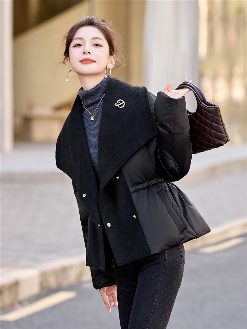 气质大翻领羽绒服2025年冬季新款小个子洋气减龄超好看短款外套,女装羽绒服,拾衣