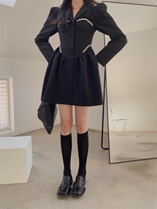 春季新款 镶钻小黑裙图片