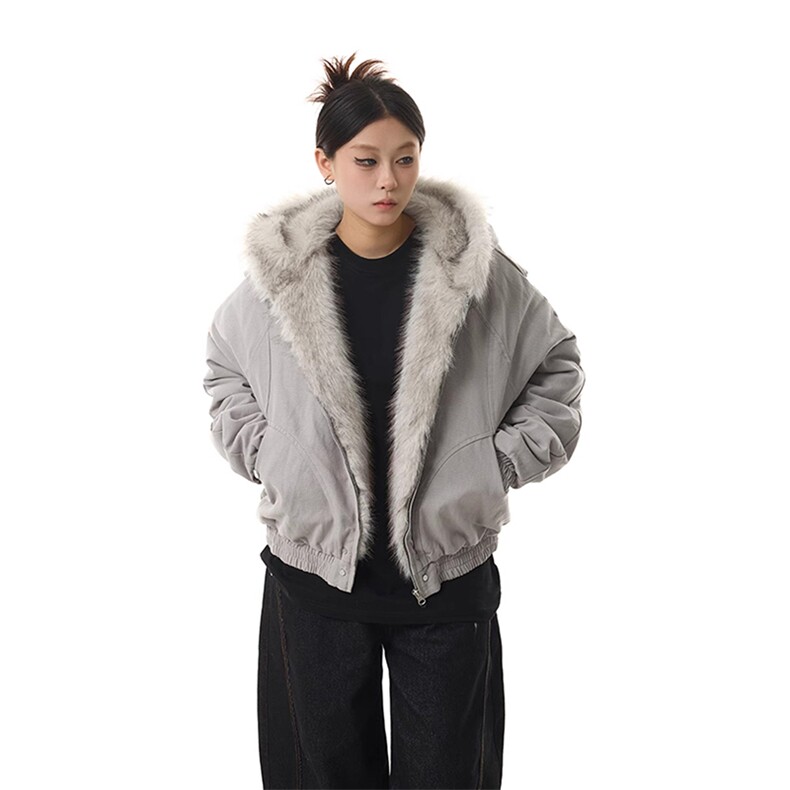 现货高品质美式高街冬季重磅硬挺短款座山雕毛领棉衣男女加厚外套,男装棉衣,电商A486