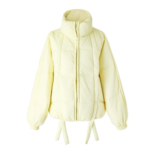 短款加厚2022年冬季时尚简约拉链高领甜美纯色棉衣/棉服带笑脸,女装棉衣/棉服,火爆靓佳人