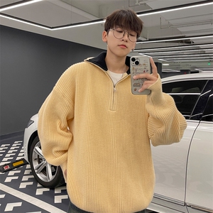 抖音直播！半高领拉链套头针织毛衣男外套男 XH13-p55图片