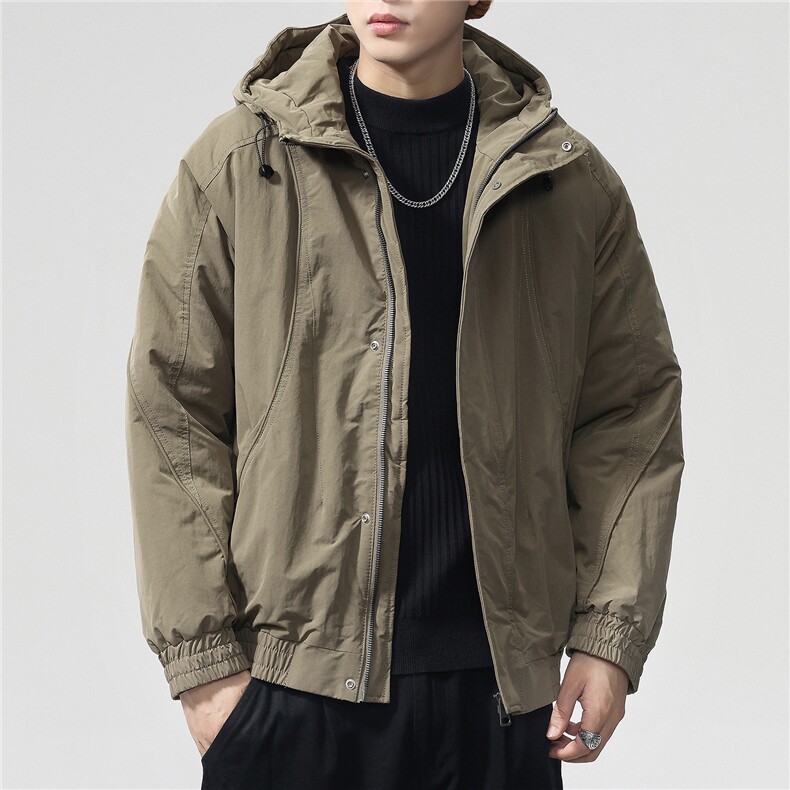 夹棉2025秋冬新款连帽工装夹克男户外登山服棉服,男装棉衣,电商D215