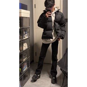 纯黑色弹力牛仔裤秋冬款cleanfit显瘦微喇裤子CHNZK01-P53加绒58图片
