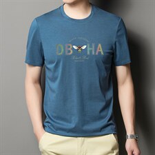 FL-SM3122男式2023年夏季新款丝光棉T恤衫男短袖圆领休闲体恤P57，男装T恤，电商B360