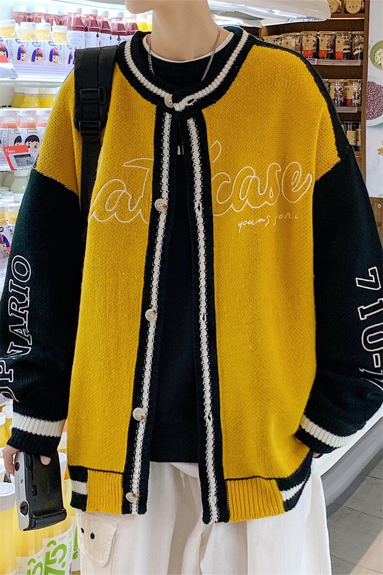 ！2023秋冬新款男士开衫毛衣百搭潮流棒球服外套M325P78,男装针织衫/毛衣,电商B220