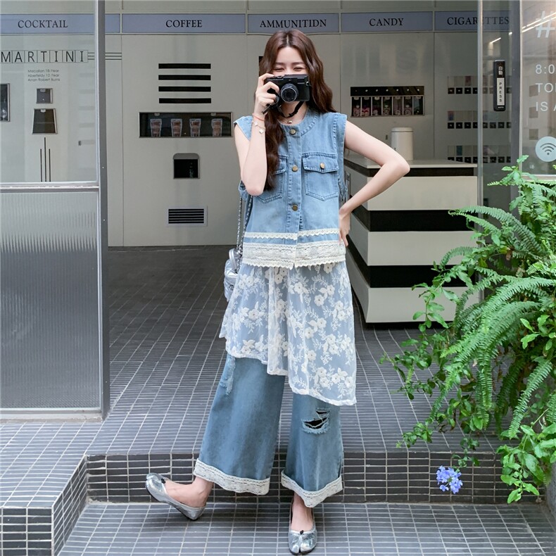 新款时尚牛仔套装+蕾丝小衫三件套2c307-8870-p175k238,女装套装/套裙,2C307