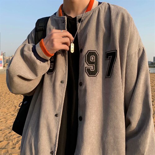 春季港风复古灯芯绒夹克男韩版潮流百搭痞帅棒球服外套潮jk99-p60图片