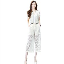 2021夏季新款简约舒适修身显瘦时尚两件套装裤，女装套装/套裙，贵人树