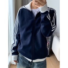 条纹撞色立领夹克男高级感休闲运动棒球服外套上衣JJ61，男装夹克，星座1116A（原606A-3）