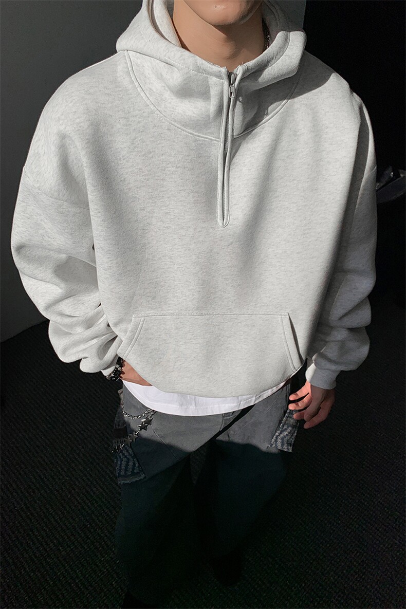 重磅65棉无帽绳450克拉链连帽卫衣硬挺短宽套头外套男RH5305-P49,女装短外套,星座610B-1