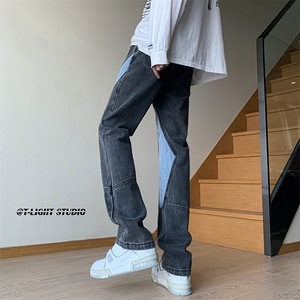 B221 美式ins高街暗黑小众拼接修身小脚牛仔裤 LK23038-P65 控88图片