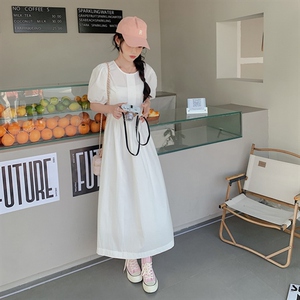 韩版拼接法式甜美时尚女装2023新款夏季女棉布连衣裙配针织披肩图片