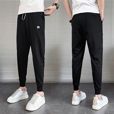 休闲裤男秋季新款韩版修身网红同款束脚裤刺绣针织运动长裤哈伦裤，女装休闲裤，电商A327