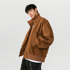 秋装美式高街立领棒球飞行夹克短款外套男H1039特P46现货5万，男装夹克，电商A341