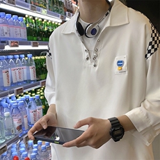 夏季ins潮流设计感小众男衬衫上衣港风日系百搭Polo衫T945-P34，男装Polo衫，星座512-3