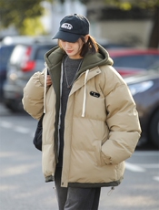 现货抖音得物二开三防加厚假两件拼接连帽棉衣冬季棉服LL9999，男装棉衣，电商A486