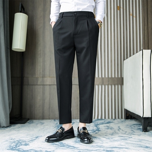 毛呢垂感西裤坠感线条男休闲九分长裤A338-1 KK03 P55图片