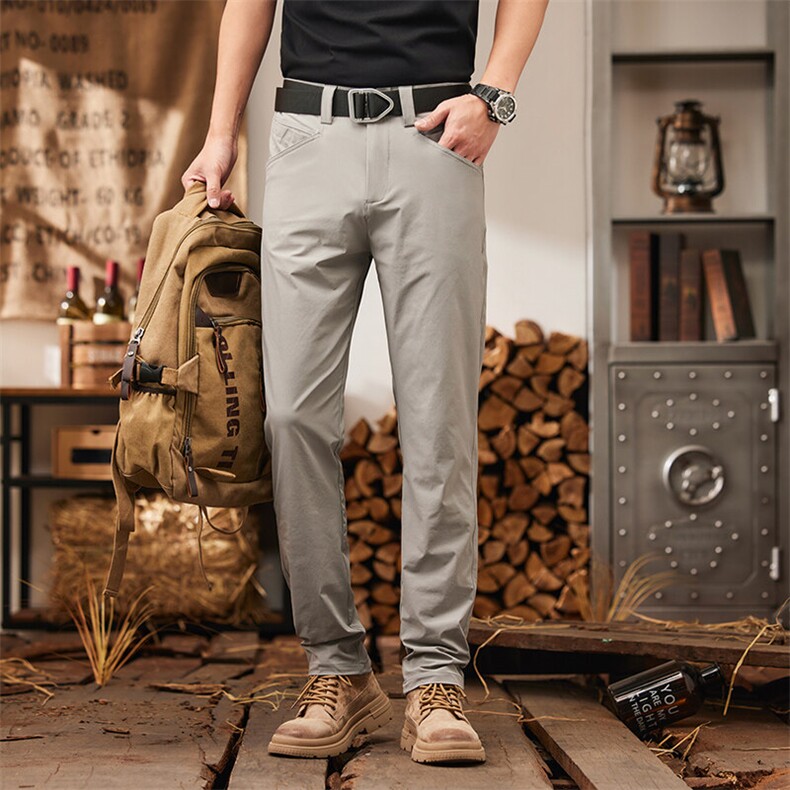 四季款休闲裤男宽松直筒潮流长裤冰丝春夏季抗皱透气薄款小西裤,男装西裤,星座914
