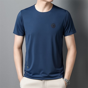 圆领短袖T恤男士上衣2023夏季新款polo衫纯色休闲百搭打底衣服潮图片