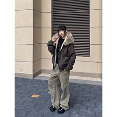 S853-P92美式复古羽绒棉服大毛领连帽派克服外套，男装棉衣，星座617A-2