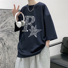 春夏季七分袖t恤男大码五分袖男短袖中袖Q11328-P30，男装T恤，电商A040