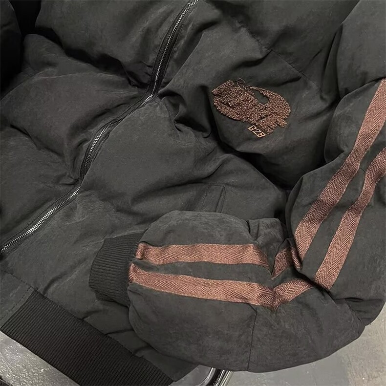 美式复古立领刺绣加厚棉服男女情侣款潮牌宽松面包服外套,男装棉衣,星座506A