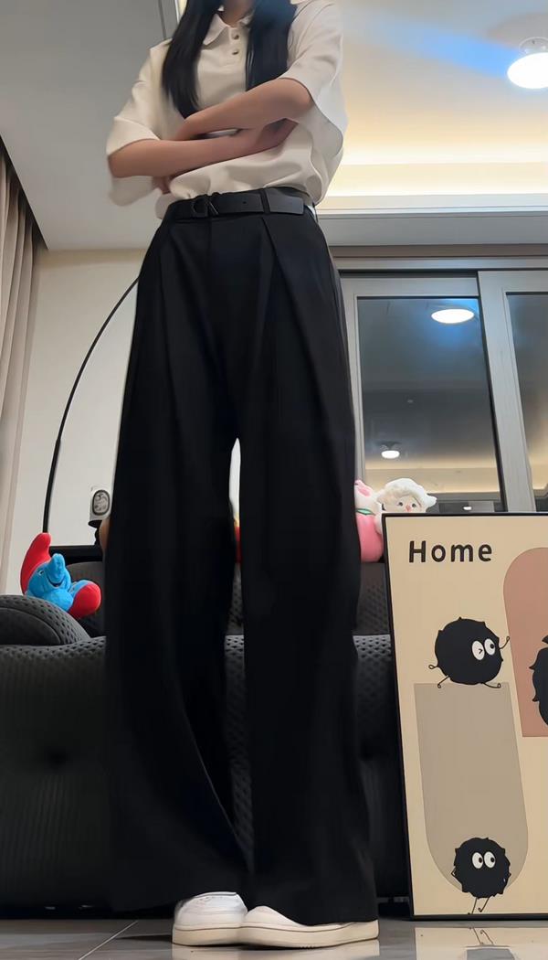 25新款工字褶A字西裤直筒阔腿垂感休闲长裤子潮504-K888-P55控78,男装西裤,星座504