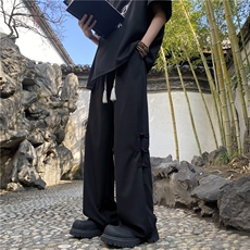 抖音品质夏季新款风新中式盘扣宽松西裤B315-K24045-特p30控58，男装休闲裤，电商B315