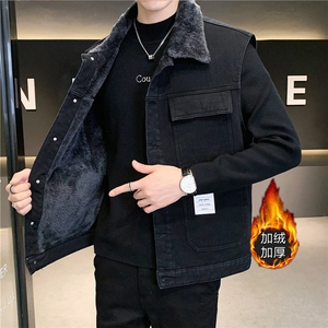 MJ215J-68-限价98 M-5XL 牛仔马甲大码加绒羊羔绒工装ins图片