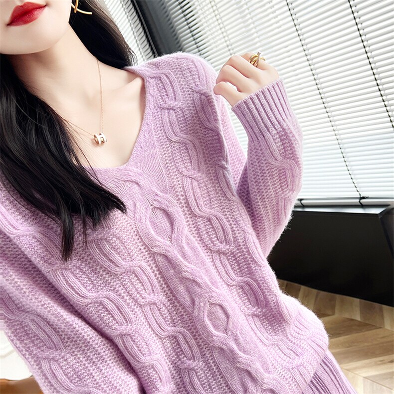 女士羊毛衫绞花柔软秋冬保暖羊毛,女装羊毛衫,蒙莲贝斯
