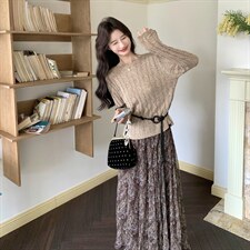 慵懒风碎花两件套套裙2C267-120-P175-K265，女装套装/套裙，茵姿媚