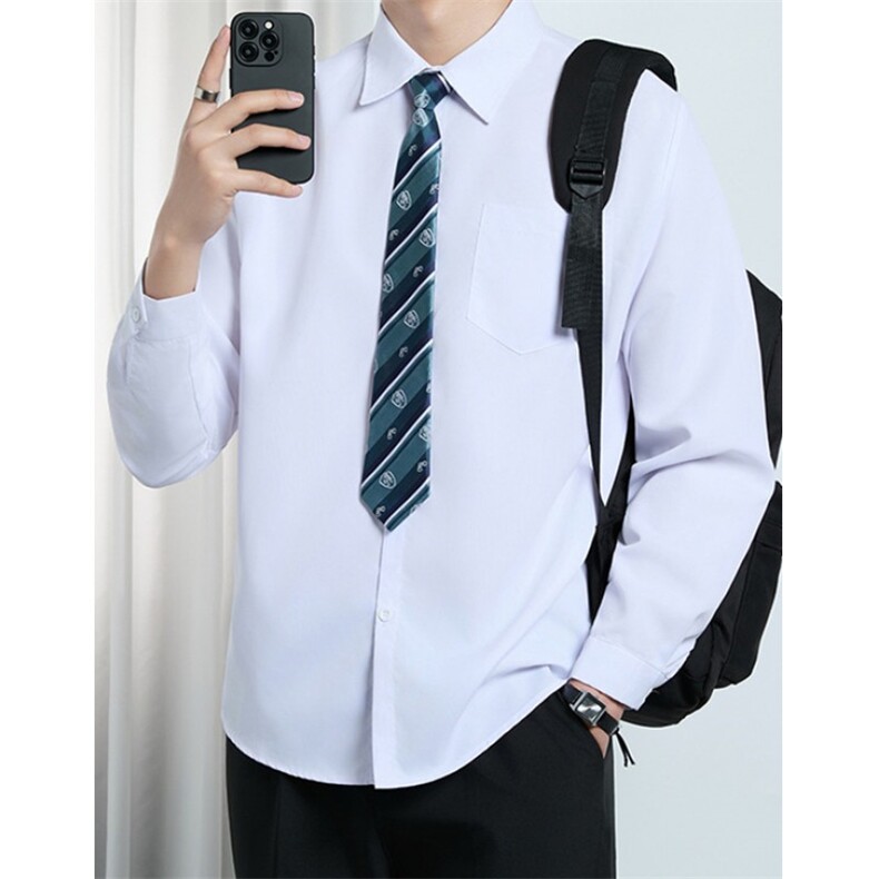 学院风基础白衬衫dk男制服长袖宽松白衬衣毕业套装CY01+LD14，男装衬衫，星座1116A（原606A-3）