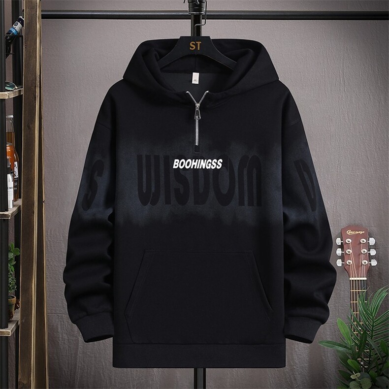 卫衣男秋季新款宽松连帽卫衣oversize休闲男装长袖半拉链卫衣，男装衬衫，星座1210-1