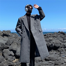 胸前假口袋毛呢大衣男中长款过膝呢子外套DY13-P128控168，男装毛呢大衣，星座403（原603-1）
